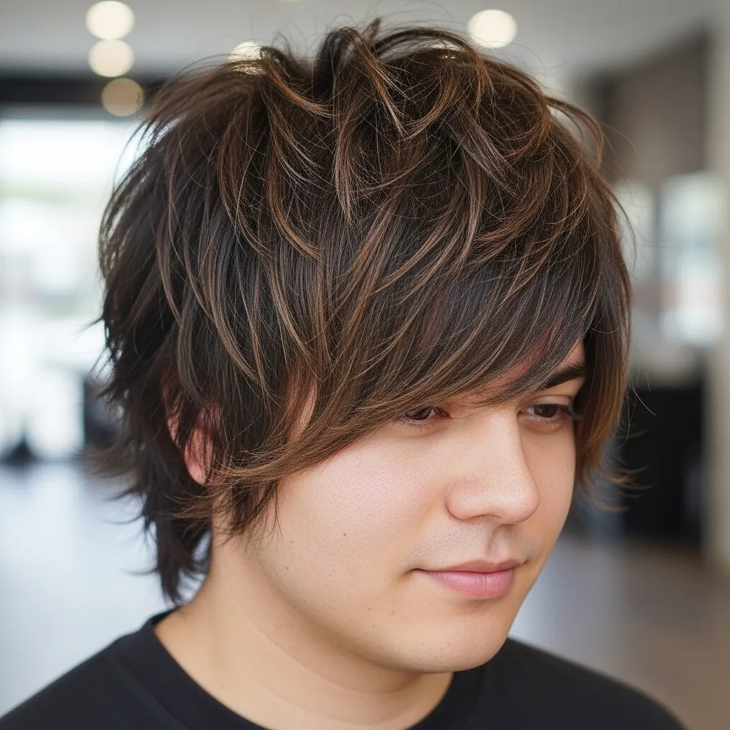 Layered Wolf Cut with Side Bangs
