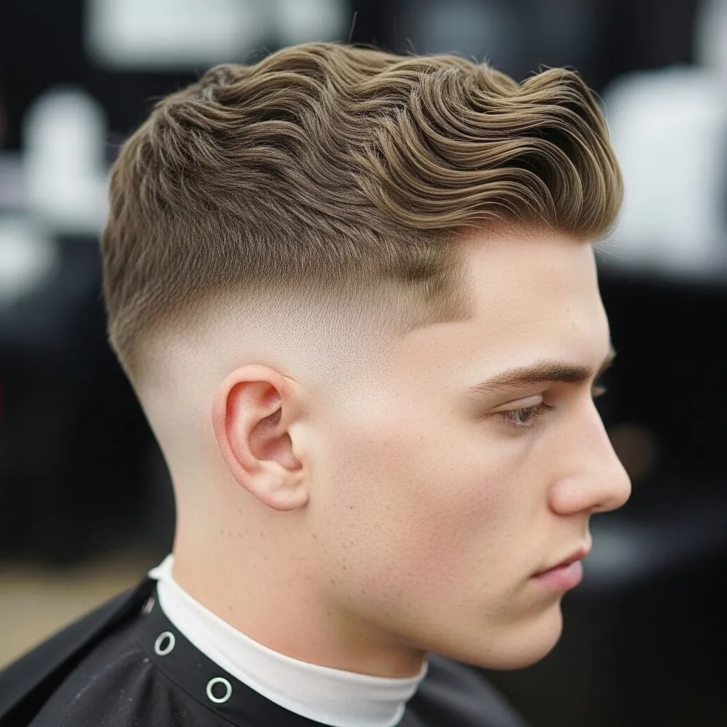 Low Fade with Wavy Top