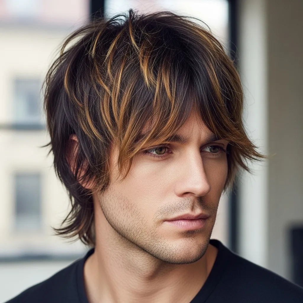 Messy Wolf Cut with Curtain Bangs