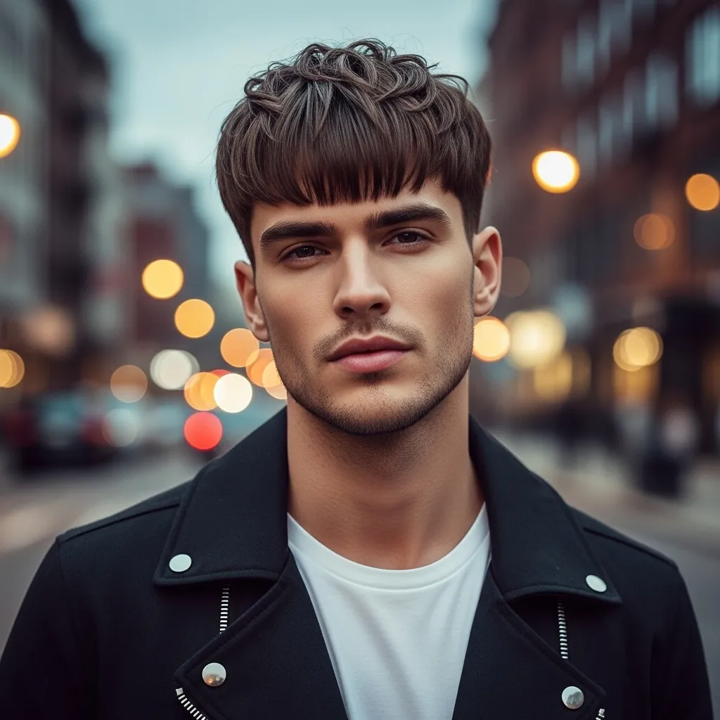Layered Wolf Cut with Straight Bangs