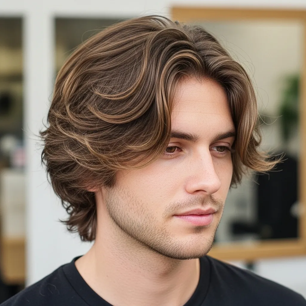 Wavy Wolf Cut with Side Bangs