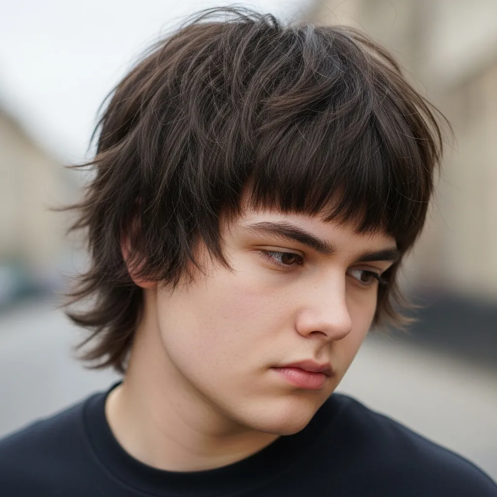 Messy Wolf Cut with Curtain Bangs