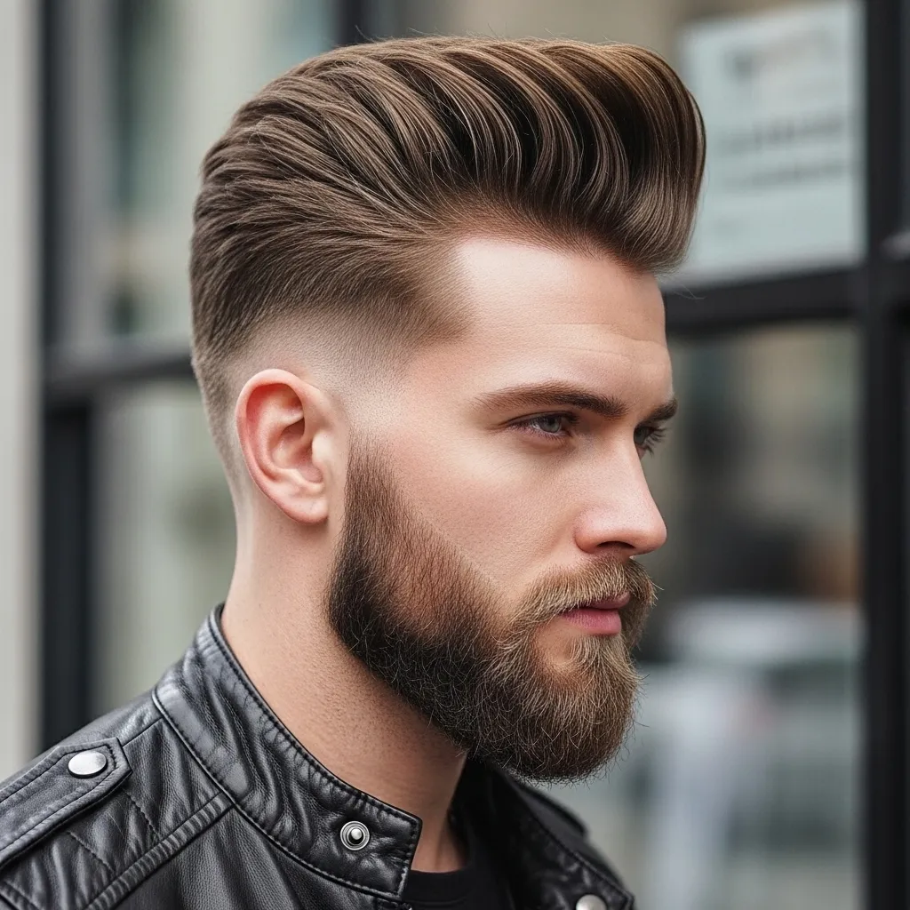 Beard Fade with Pompadour