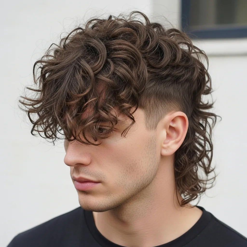 Curly Wolf Cut with Long Bangs