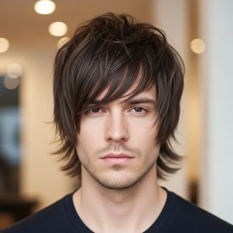 short wolf cut men straight hair