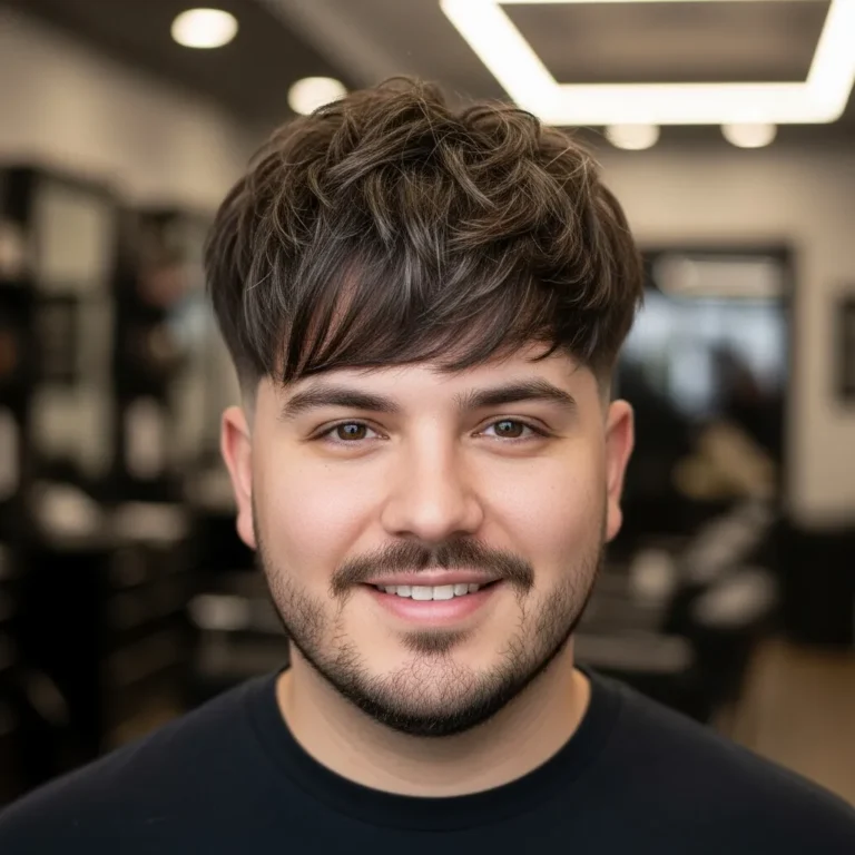 short wolf cut men round face