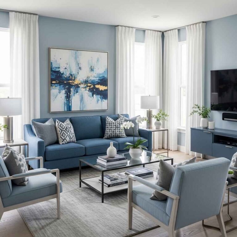 10+ Ideas de Sala Azul Moderna que Son Tendencia