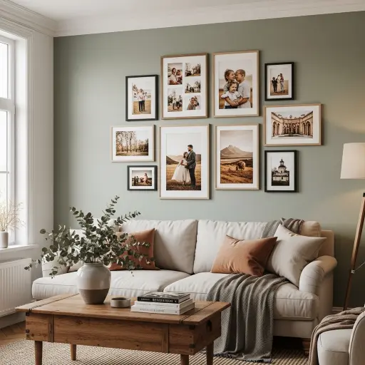 22 Ideas de Pared de Fotos para Sala que Transformarán tu Espacio